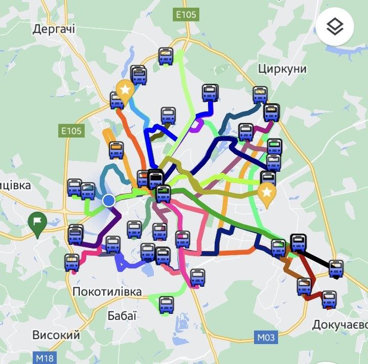 временные маршруты автобусов Харьков